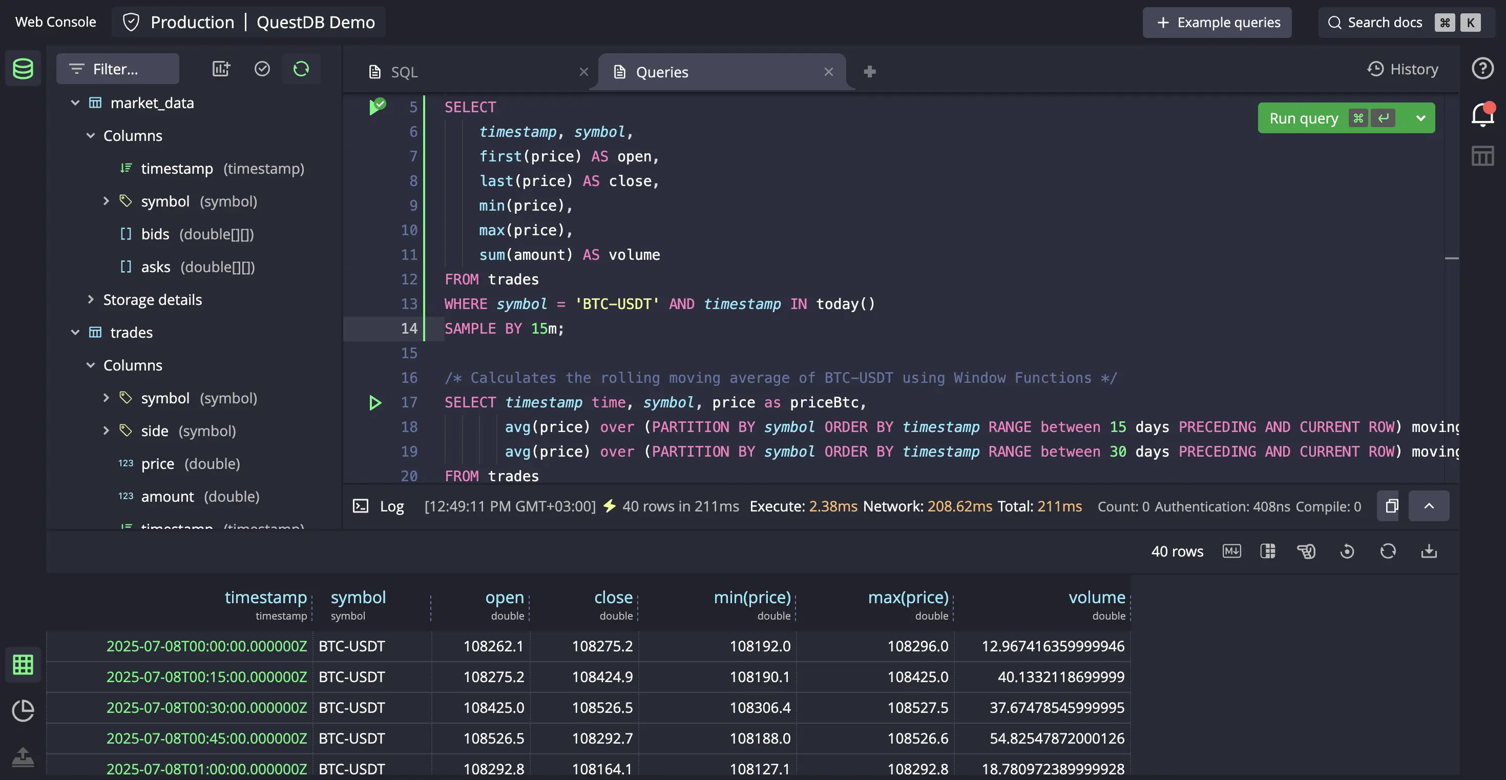 Screenshot of the Web Console